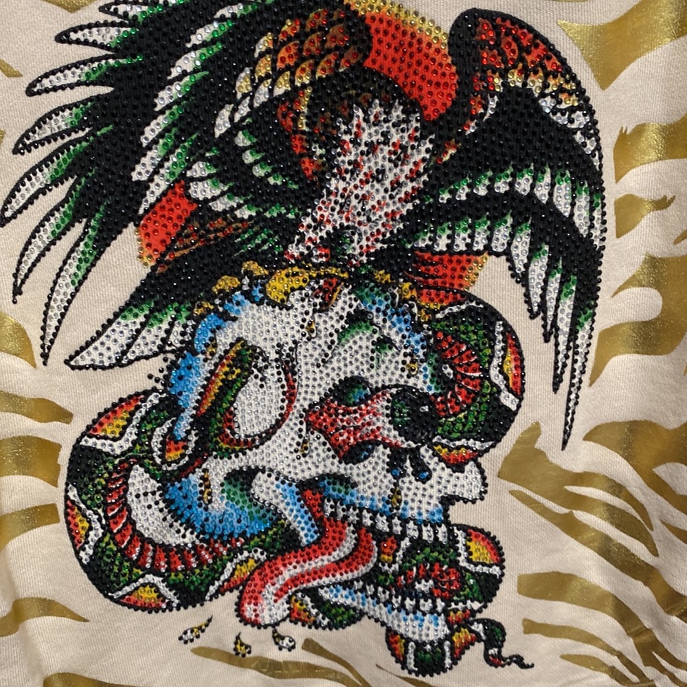 Stunning Ed Hardy by Christian Audigier Rhinestone Zip Up Hoodie